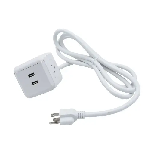 [7702025001583] Multitoma Tipo Cubo 3 Salidas P/Tierra Y 2 Puertos Usb 2,4A Cable De 1.8 M